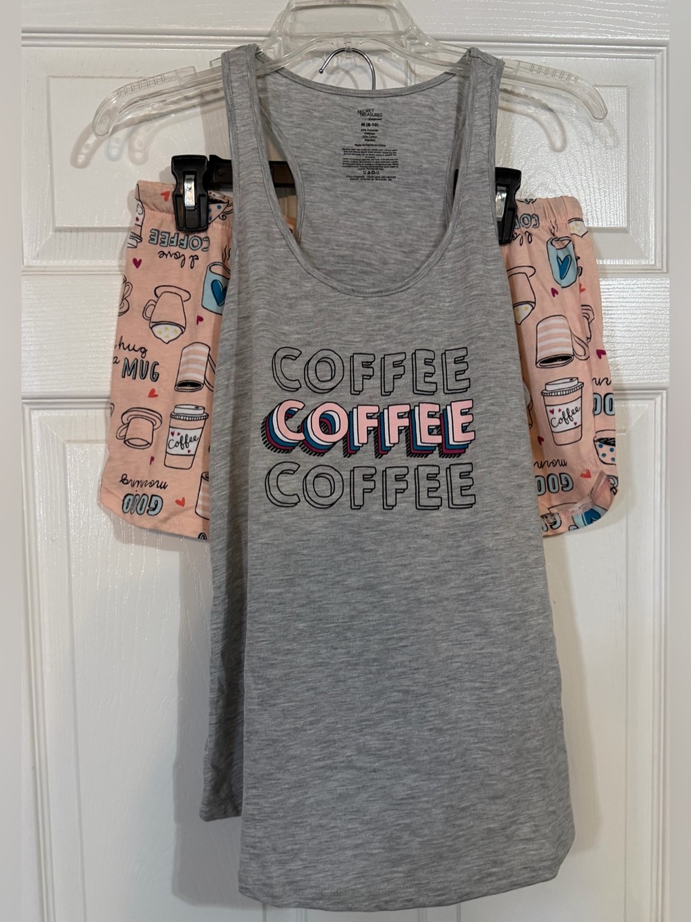 Secret Treasures PJ  Set Women MED (8-10) Coffee Print Tank & Shorts Lounge Pink